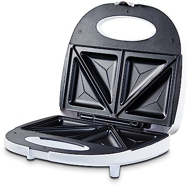 KHG Sandwichmaker weiß Kontaktgrill Toaster 700W mit Antihaftbeschichtung, Verriegelung & Kontrollleuchten Grill