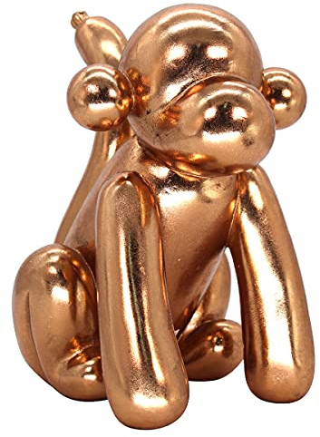 Dekofigur Hund: Der große Hund sitzend gold in Luftballons, Höhe 25 cm