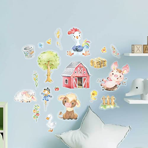 Papierdrachen Wandtattoos - 8 Bögen mit Wandstickern für Kinder - Kinderzimmer Dekoration - Wand Deko - Farm - 22 x 30 cm je Bogen - für Jungen und Mädchen - Set 7