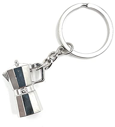 H-Customs Porte-clés avec pendentif en argent pour cafetière à expresso