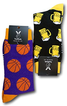 Socken - Fußball Football Basketball Tennis Mann Frau - Größe 36-46 - Strümpfe Socks Socke Strumpf lustig witzig (Stadion (Basketball + Bier schwarz))