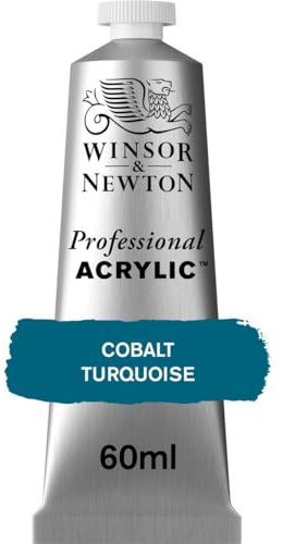 Winsor & Newton 8840468 Vernice acrilica professionale di qualità artistica, elevata brillantezza dei colori e opacità, qualità da archivio, tubetto da 60 ml - Turchese di cobalto