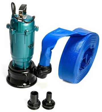 Heavy Duty Flood Sewage Water Pond Drain Septic Sump Cesspool Grinding Pump with Float Switch 10m, 20m, 30m or 50m Blue (Pump with Float Switch 50m Blue)