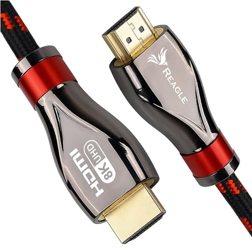 Reagle HDMI 2.1 Kabel 8K & 4K Ultra HD, Gaming, 48Gbps 8K@60Hz 4K@120Hz Kompatibel mit Konsole PS5 Xbox Series X S, OLED TV, DTS: X, HDCP 2.2 & 2.3, Dynamisches HDR 10 4:4:4, eARC, Dolby (1m)