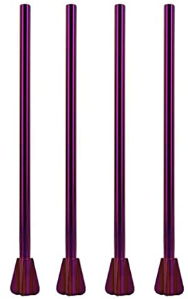 Hoshen 4 Piece Set of 9 Inch Stainless Steel Stirring Straws, Metal Thick Drinking Straw Straws with Spiral Tip Straws for Shakes, Smoothies, Beverages（Purple）