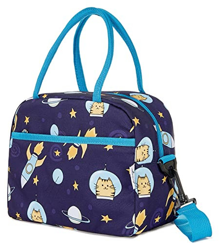 Kasgo Bolsa Termica Porta Alimentos, Bolsa Termica Infantil Impermeable Niños Niñas Lunch Bag Bolsa Almuerzo Lindo Astronauta Pequeña Bolsa Isotermica Merienda para Escuela Picnic Viaje, Azul