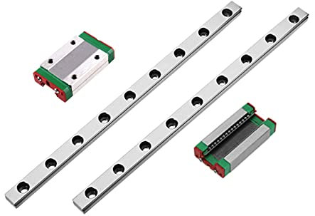 ONLISUM MGN12H 400mm 2 Stücke Mini Linearführung mit 2 Stück MGN12H Lagerkissen Blöcke für DIY 3D Drucker und CNC-Maschine Fräsmaschinen