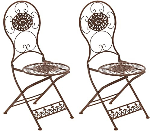 CLP 2er Set Eisen Klappstühle Im Jugendstil Mani I Gartenstühle Handgefertigt Aus Eisen - Farbe antik braun