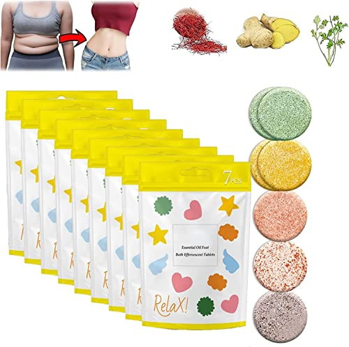 7pcs/Pack NatureShape Essential Oil Foot Bath Effervescent Tablets, Foot Soak Bath Bomb, Foot Care Foot Spa Relax Massage (56pcs)