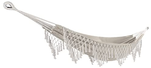Bliss Hammocks BH-400WFRCA Polyester Handgeflochtene Hängematte in Tasche Dekorative Fransen Natur Braun