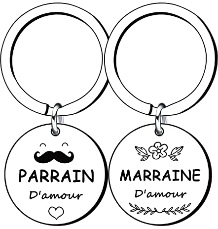 Lumengqi Cadeaux de Noël pour Parrain Marraine 2 Porte-clés Parrain et Marraine Cadeau Parrain Marraine Demande Cadeau Annonce Parrain Marraine Naissance Baptême Communion Cadeau Surprise Noël