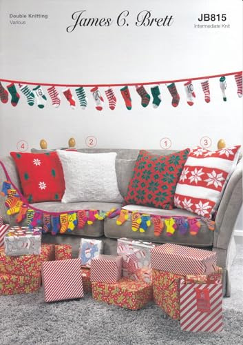 James Brett Double Knit Knitting Pattern for Advent Calendar Socks & Cushion Covers (JB815)
