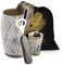 FENRIR Premium Viking Ox Horn Mug for Ale Mead and Beer & Cold Drink Diagonal Stripes Shine Finish Mug with Short Glass and Bottle Opener with Handle (16-oz) -3 Pieces Set