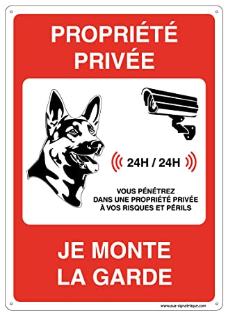 AUA SIGNALETIQUE - Panneau De Signalisation en PVC Rigide et Compact 1.5 mm. (143 x 200 mm, Propriété Privée Je Monte La Garde)