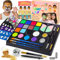 Lubibi 33PCS Face Paint Set for Kids and Adults,Ultimate Party Pack Face Paint Kit With 16 Colours，Glitters, Stencils, Hair Chalks, Brushes, Sponges,Water Based, Washable, Non-Toxic，Party or Cosplay