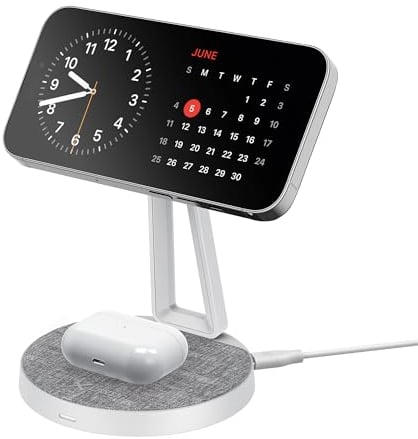 XLayer MagFix Pro 2-in-1 Ladestation Apple Wireless Charger I Standby I Magsafe Kompatibel I Magnetisch I Ladegerät I kabelloses schnelles Laden von iPhone 16 15/14/13/12/11 Pro Max Plus, AirPods