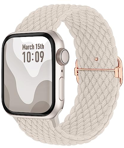 Suitisbest Nylon Armband Kompatibel mit Apple Watch 38mm 40mm 41mm 42mm, Rutschfestes Geflochtenes Elastisches Dehnbares Band für Apple Watch 10 9 8 SE 7 6 5 4 3 2 1, Polarstern