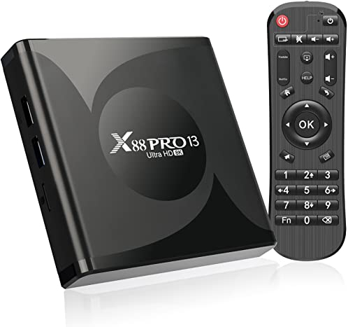 Android 13.0 TV Box,X13 4GB RAM 64GB ROM RK3528 Quad-Core 64bit Cortex-A53 Support 2.4/5.0GHz dual-Band WiFi BT5.0 3D 8K 1080P H.265 10/100M Ethernet HDMI2.0 Smart TV Box
