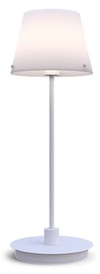Gil il Grande Lampe de table avec abat-jour conique rond blanc, verre opale, interrupteur sur cordon 1x G9