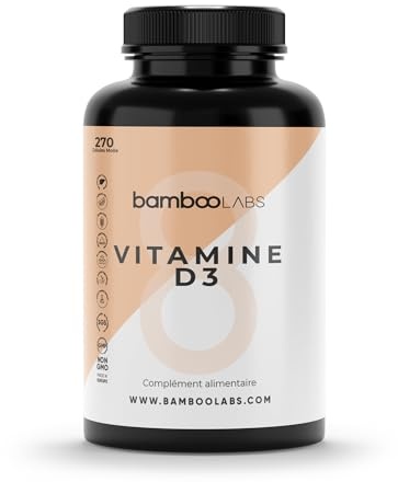 Bamboo Labs - Vitamina D3 4000 UI / 100µ, 270 Perlas de Vitamina D Pura que Mejora la Salud Ósea y el Sistema Inmunológico, Vitamin D Ayuda a Absorber el Calcio y el Fósforo en los Huesos
