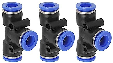 M METERXITY 3pz T Forma 3 Vie Tipo Connettore, Spingere per Collegare Aria Tubo Flessibile Raccordo - per Trasporto Aria Acqua, Applica Esterno/industriale (ID 8mm, Nero Blu)