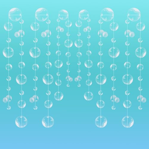 6 Stück weiße Blase Girlanden Dekorationen, PVC Meerjungfrau Geburtstag Dekorationen, 3D Bubble Coutout Girlande unter dem Meer Party Dekorationen für Kindergeburtstag Party, Party Favors Zubehör