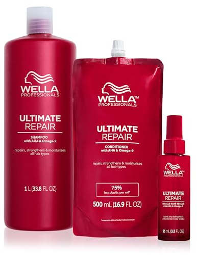 Wella Professionals Ultimate Repair Vorteils-Set – Repair Shampoo, stärkende Spülung & reparierendes 90 Sek. Haar Serum – 1 L Feuchtigkeitsshampoo, 500 ml Conditioner Refill, 95 ml Sprühkur