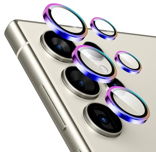 ESR for Samsung Galaxy S24 Ultra Camera Lens Protector, Individual Lens Protectors, Scratch-Resistant Ultra-Thin Tempered Glass with Aluminum Edging, Galaxy S24 Ultra Case Friendly, 1 Set, Chromatic