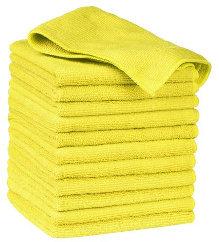 Uxcell Microfiber Cleaning Cloth, 12 Pack Premium Microfiber Towels Lint Free Scratch Free High Absorbent and Reusable Cleaning Rags for Car, Household, Kitchen, Window Yellow 30cm x 30cm