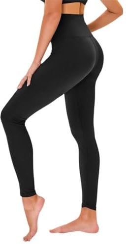 TNNZEET High Waist Leggings Damen Elastische Leggins Weiche Sporthose für Sport Gym,Schwarz,3XL