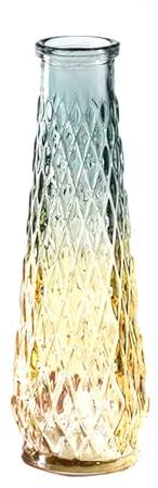 Soulnioi Jarrones de cristal de colores vintage en relieve pequeño jarrón, juego de jarrón decorativo para mesa de comedor, centros de mesa de boda, fiesta (E)