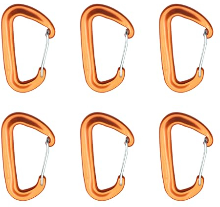 6 Stück Robuste Aluminium-Karabiner, Outdoor-Karabinerhaken, Schnappkarabiner, Schlüsselanhänger-Karabiner Für Bergsteigen, Outdoor-Camping (Orange)