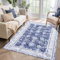 Auton Tappeto lavabile in lavatrice, 140 x 200 cm, design vintage, antiscivolo, per soggiorno, camera da letto, stampa floreale, resistente allo sporco, decorazione per la casa, ufficio, blu