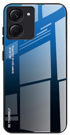 DEDUX Hülle für vivo Y36 4G / 5G Handyhülle, Hülle Farbverlauf Glas und TPU Schutzhülle Case Cover für vivo Y36 4G / 5G (Blau/Schwarz)