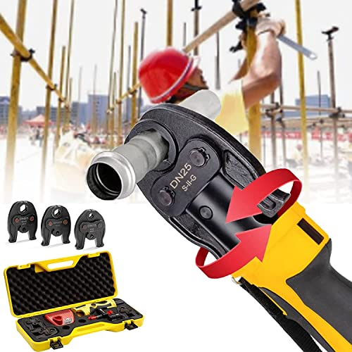 Pinza per crimpare tubi idraulici Pinza per crimpare cavi Pinza per tubi idraulici a batteria, Pinza per crimpatura idraulica, con 2 batterie da 12 V, 3 matrici Dn15, Dn20, Dn25 Pressa per t