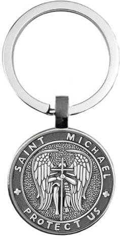NEPOMI Saint Michael Edelstahl-Schlüsselanhänger für Damen und Herren, St. Michael Schlüsselanhänger für Zuhause, Autoschlüssel, Erzengel Michael Schlüsselhalter, Geschenk, religiöser