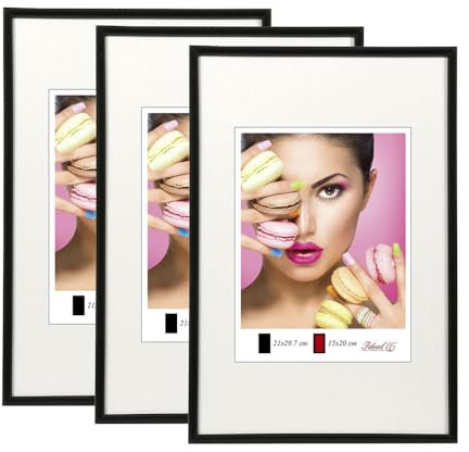 IDEAL TREND 2er 3er 5er Pack Photo Style Set Bilderrahmen Wanddeko Collage Poster Kunststoff Rahmen: Farbe: 3er Pack Schwarz | Format: 13x18