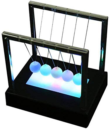Newton Swing Ball LED Beleuchtet Newtons Science Kinderspielzeug, Leuchtende Balancebälle mit Bunten Glasperlen für Heim- und Bürodekoration, Entspannung (1)
