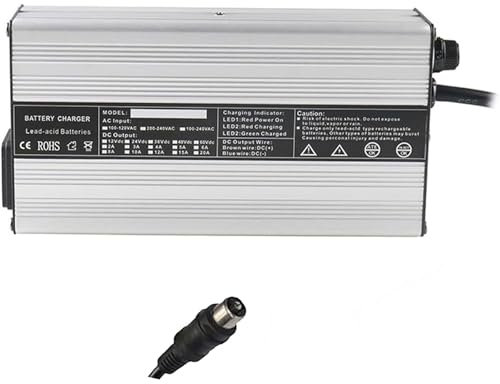 Chargeurs de Batterie au Plomb 12V 10A / 24V 7A / 36V 5A / 48V 4A / 60V 3A / 72V 2.5A Chargeur de Batterie de Chariot élévateur 240W,pour Les Les Outils Électriques,Les Chargeurs(Plug F,72V 2.5A)