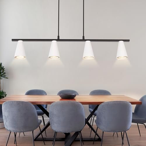Kowanie Hängelampe esstisch Esstischlampe hängend: Pendelleuchte 4 Flammig in Weiß GU10 Hängeleuchte Esszimmer aus Metall Esszimmerlampe Schwarz Pendellampe Industrial für Küche - Ohne Leuchtmittel