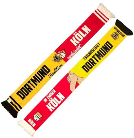 Elastico-Schal Freundschaft Dortmund-Köln, Fussball, 1909, 1948, Fanschal, Strickschal, besonders kräftige Farben, extra weiche Qualität