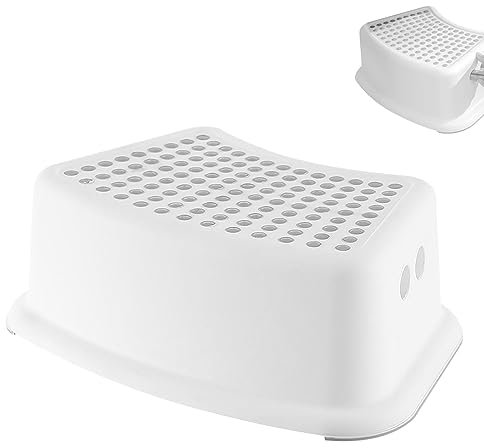 Repose-pieds pour toilettes - Marchepied haut antidérapant pour salle de bain - Marchepied de douche - Marchepied de baignoire - Tabouret de marche antidérapant (gris)