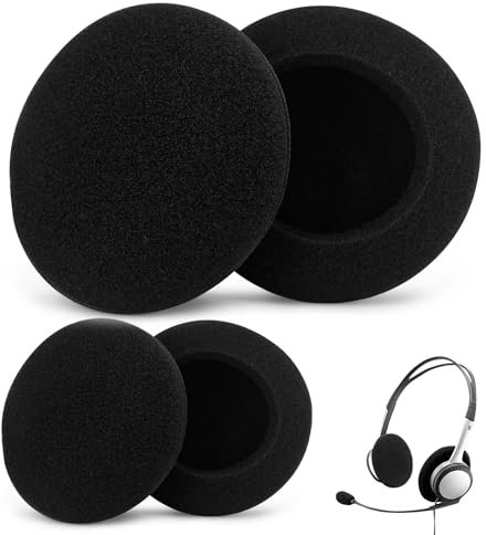 Kopfhörer Ohrpolster 60mm für Logitech H600 - Schaumstoff Polster Kopfhörer für Logitech Headset Ohrpolster Ersatz, Passend für Logi G330/H609/H600, Sony, Headset Schutzüberzug (2 Paare, Schwarz)