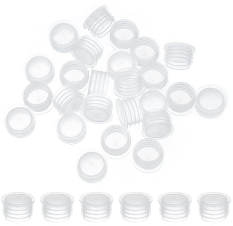 PATIKIL Salt and Pepper Shaker Stoppers 15mm/0.59, 25Pcs Plastic Salt Shaker Plug Replacement Reusable Clear Round End Cap for Pots Bottles Pipes