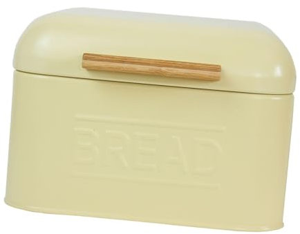 KESOTO Bread Food Storage Box, Countertop Pastry, Metal Bread Box Storage Tin with Cover, Bread Container Kitchen Storage Retro Multipurpose Organization Bin for Kitchen,7.87x7.87x5.51‘’,Light Yellow