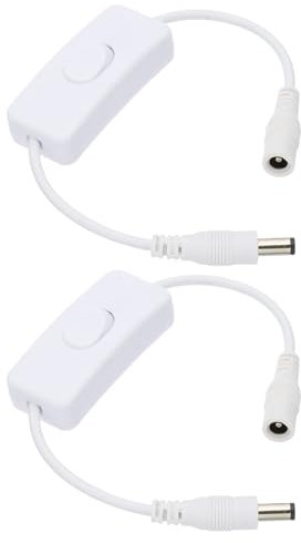 PATIKIL DC Inline Ein/Aus-Schalter, 2 Stück DC-Stecker männlich zu weiblich Adapterkabel Verlängerungskabel Steckverbinder für LED-Streifen CCTV-Überwachungskamera, Weiß