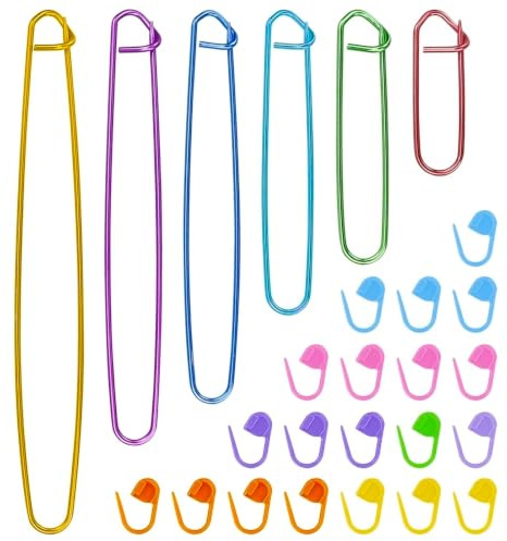 6 Größen Maschenhalter groß,Maschenhalter-Set,Stichhalter Set,sicherheitsnadeln zum stricken,stricken maschenhalter,Aluminiumgarn,Häkelnadeln,Marker, Zubehör, Häkelnadeln,für DIY Stricken,Häkelnadeln