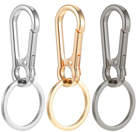 Mabor 3 Stück Metall Schlüsselanhänger Karabiner Karabinerhaken mit Schlüsselringe Klein Karabiner für Schlüssel Federhaken für Autoschlüssel Geldbörse Charm Schlüsselfinder