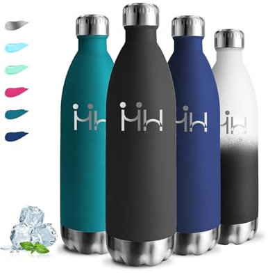 Gourde Isotherme, Gourde 1l, Sans BPA, Gourde Sport, 24h Froid & 12h Chaud, Gourde Inox, Anti Fuite, Bouteille Isotherme, Facile à Transporter, Gourde Metal, pour Voyage, Randonnée, Aptitude, Camping
