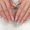 24pcs Press On Nails Almond - Medium Long False Nails - 3D Flower French Tip Nails With Stripe - Sweet Bow Pearl Fake nails - Acrylic Full Cover Spring Stick On Glue On nails For Women Girls